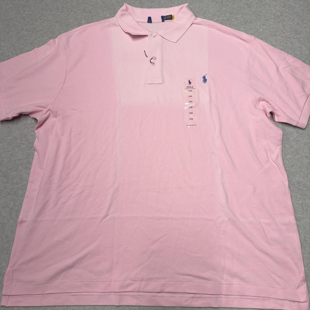 Polo Ralph Lauren Polo Shirt Mens 2XB Pink Iconic Mesh Big & Tall Classic Fit
